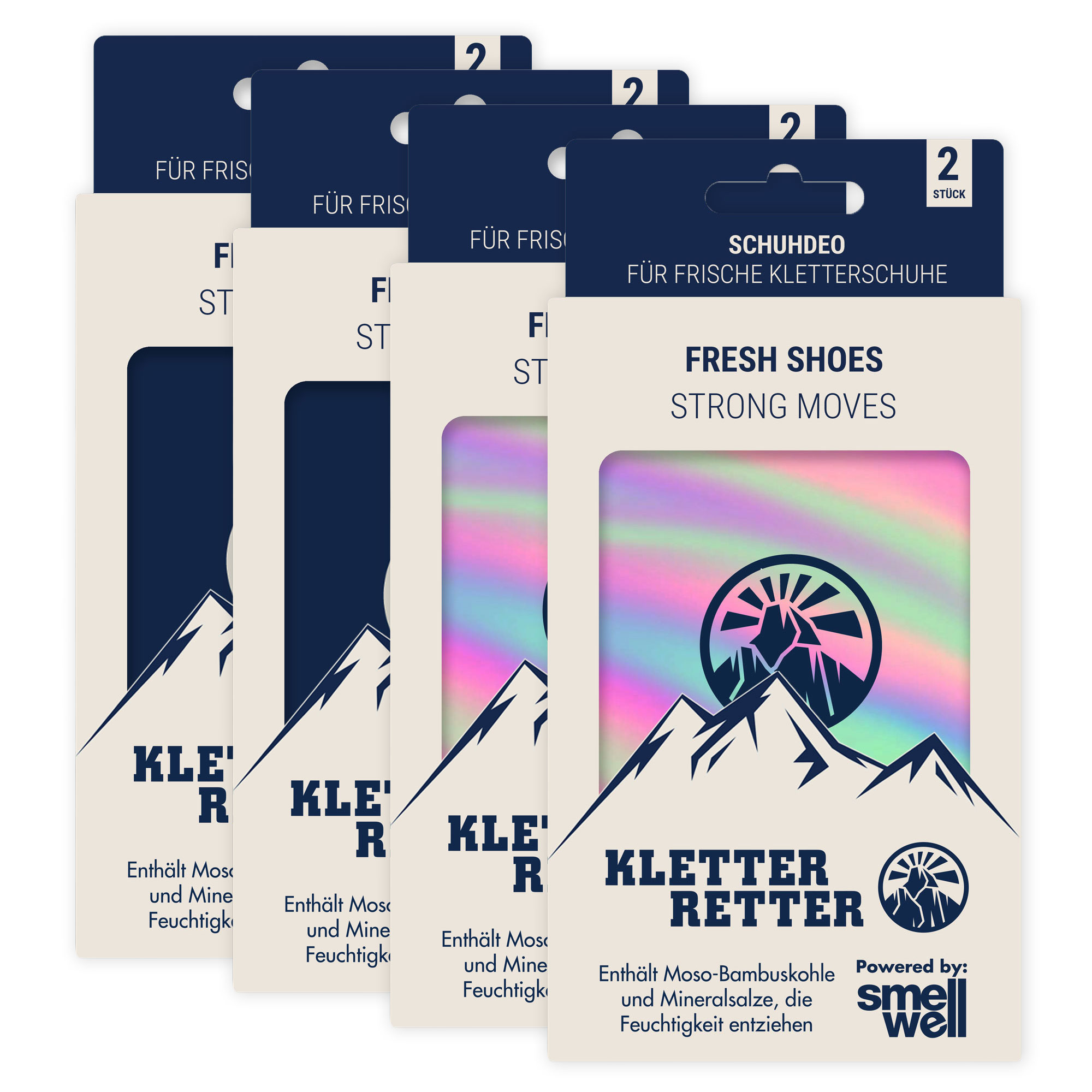KletterRetter Schuhdeo 4er Packung Blau/Rainbow